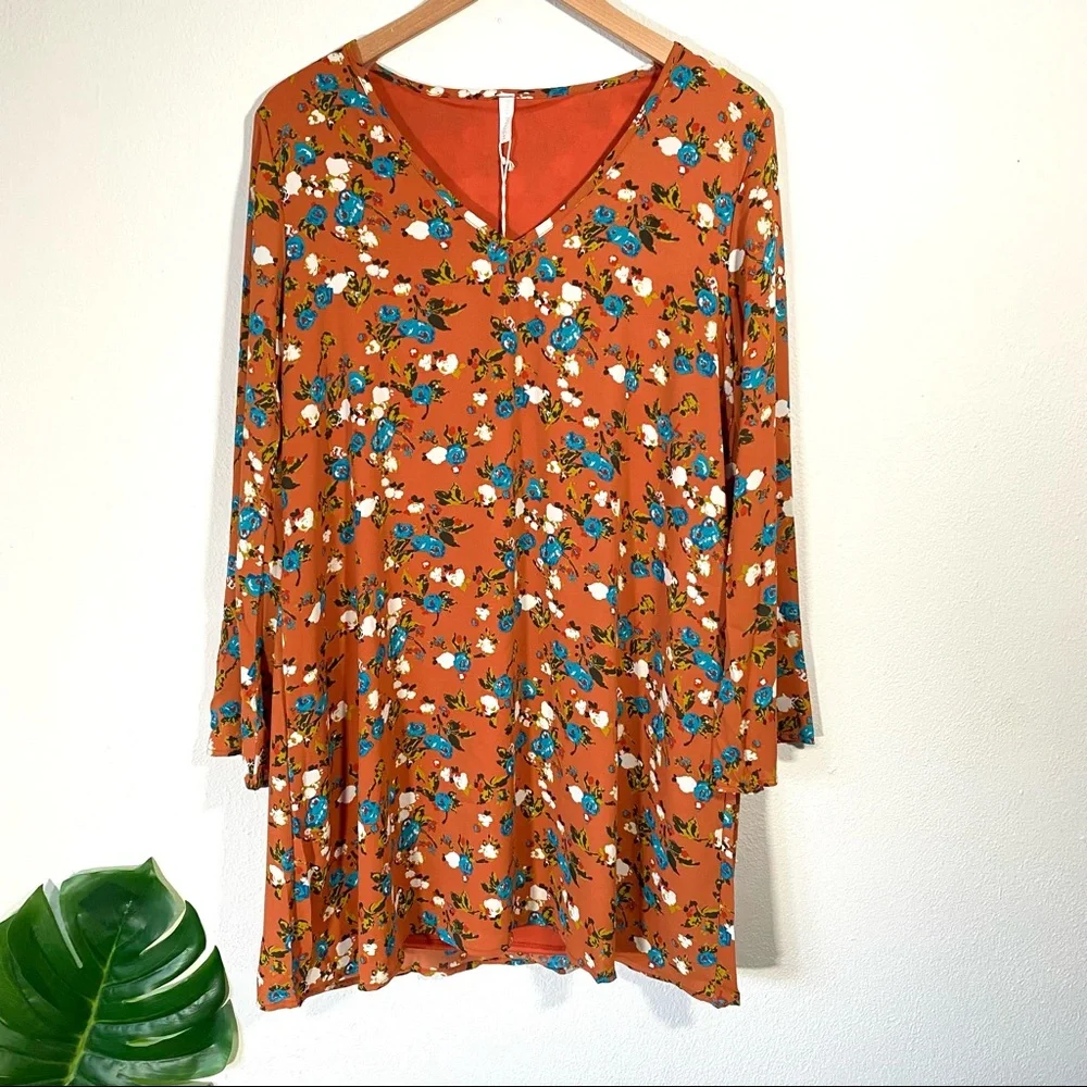 Pinkblush Rust Floral Printed V-Neck Chiffon Maternity Dress NWT Size Medium - Picture 5 of 11